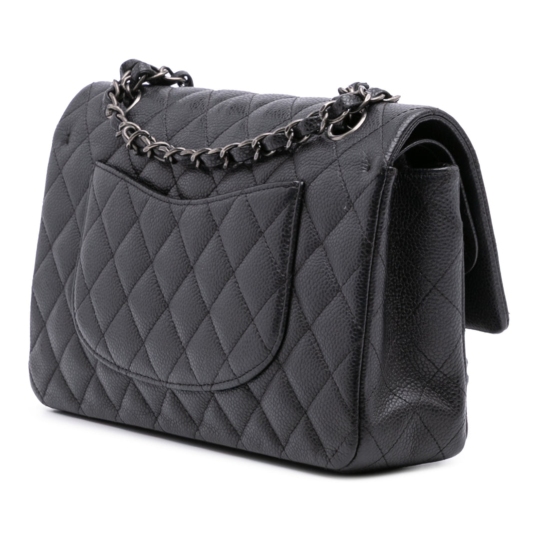 Medium Classic Caviar Double Flap Black - Gaby Paris