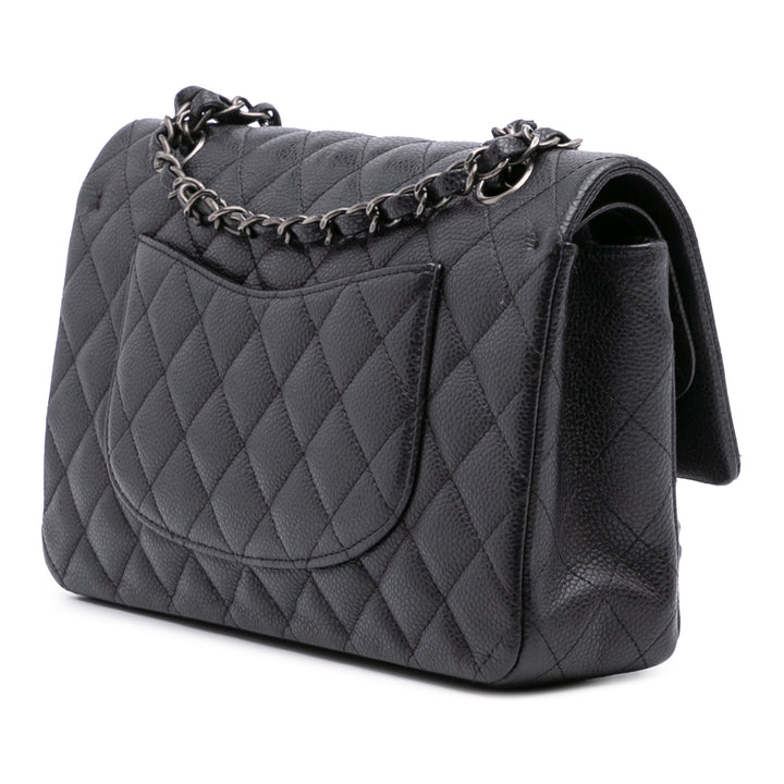 Medium Classic Caviar Double Flap Black - Gaby Paris