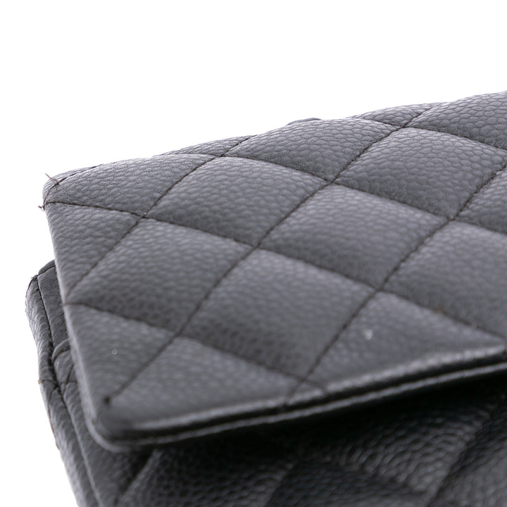 Medium Classic Caviar Double Flap Black - Gaby Paris