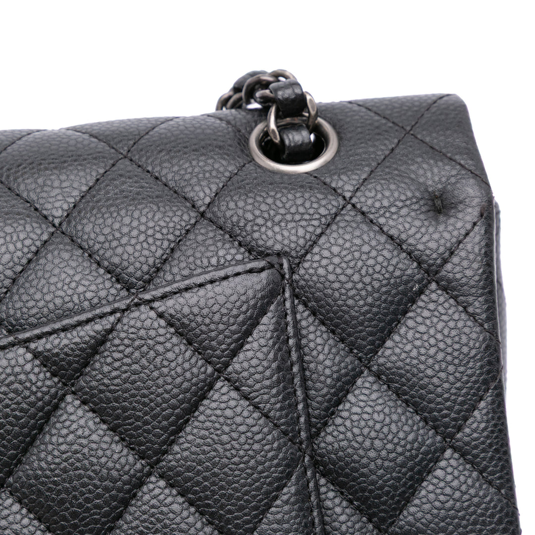 Medium Classic Caviar Double Flap Black - Gaby Paris