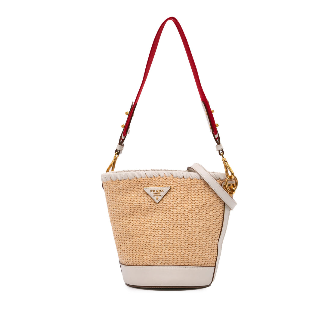 City Calf Trimmed Paglia Bucket Bag Brown - Gaby Paris