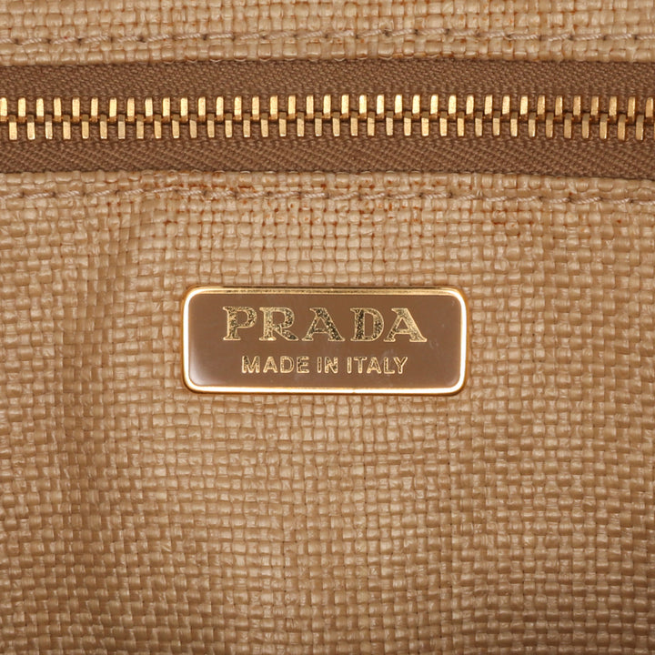 City Calf Trimmed Paglia Bucket Bag Brown - Gaby Paris