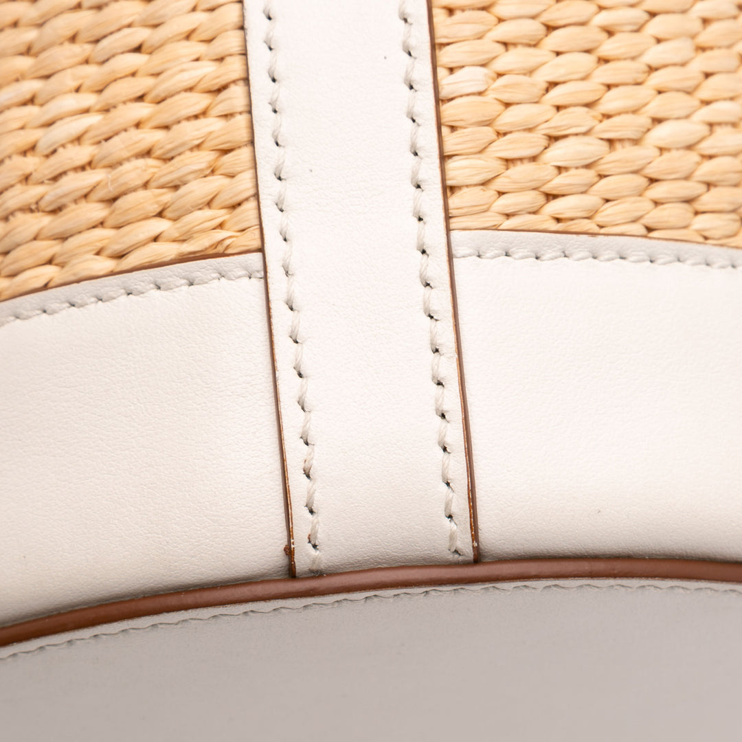 City Calf Trimmed Paglia Bucket Bag Brown - Gaby Paris