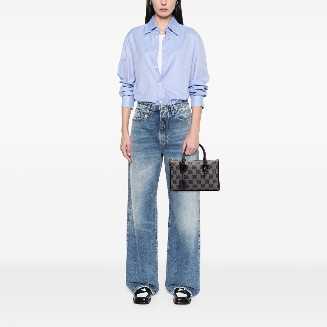 Anagram Coated Canvas Handbag Gray - Gaby Paris
