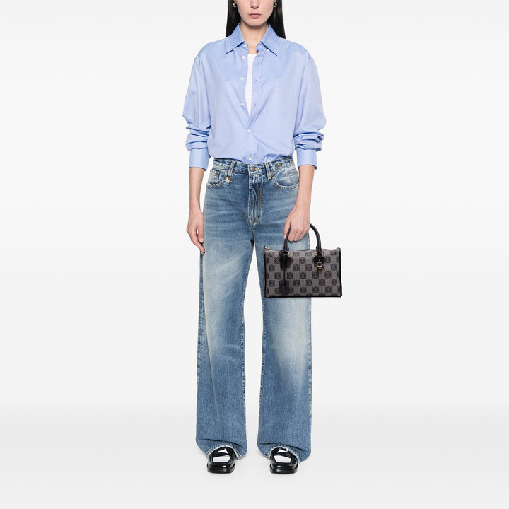 Anagram Coated Canvas Handbag Gray - Gaby Paris