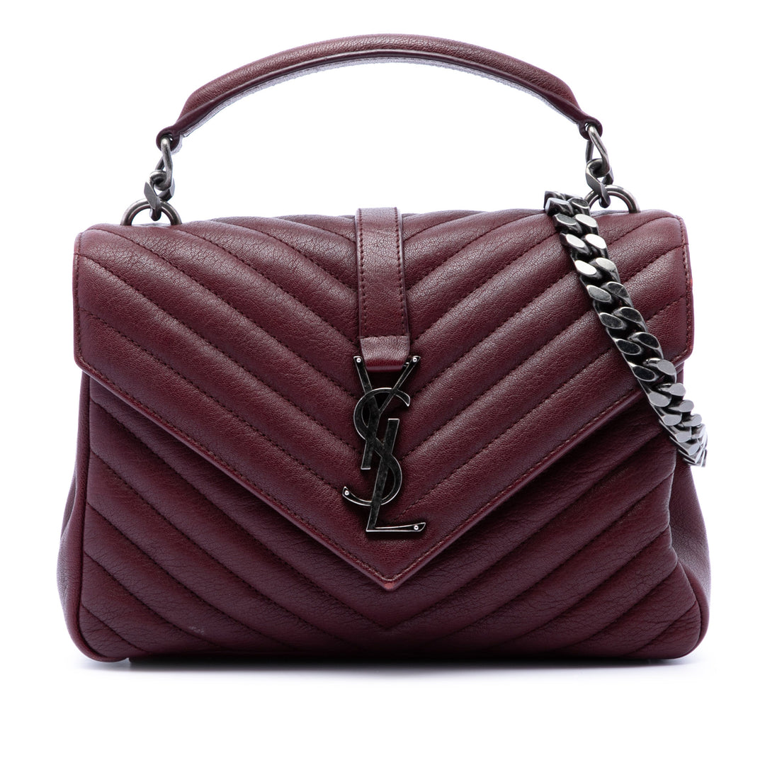 Saint Laurent Chevron College Sac Moyen de mouton Rouge – vue principale – GABY PARIS