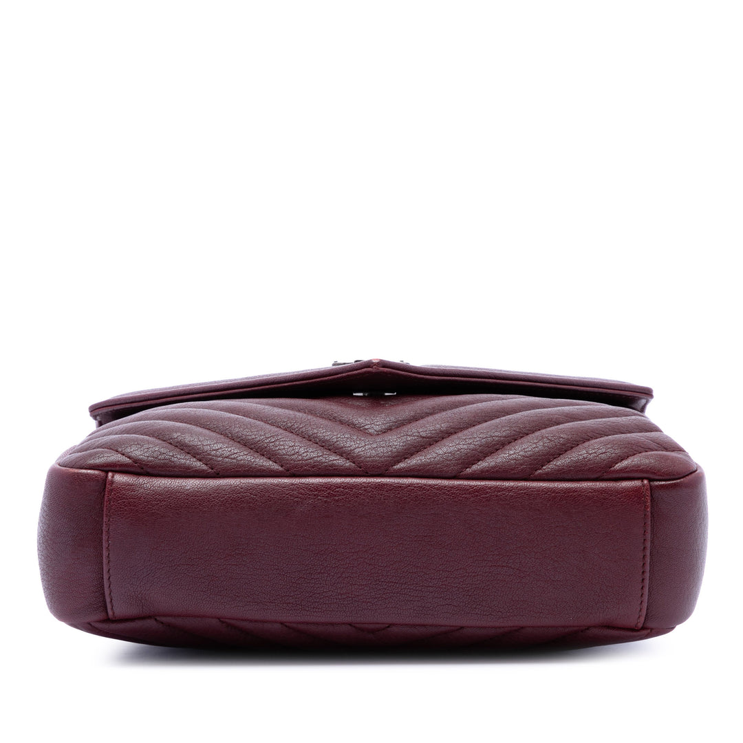 Saint Laurent Chevron College Sac Moyen de mouton Rouge – vue 3 – GABY PARIS