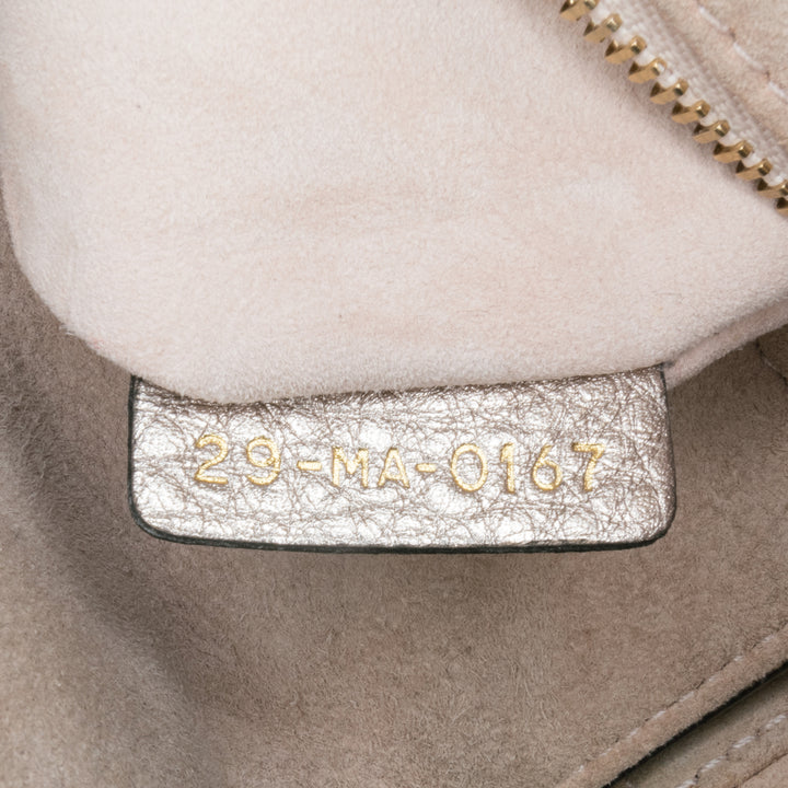 Small Metallic Grained Calfskin Cannage Supple Lady Dior Silver - Gaby Paris