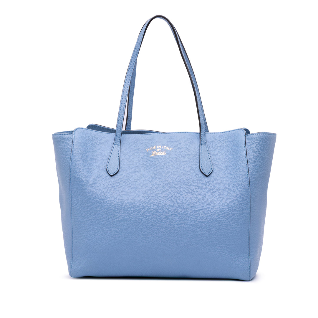 Medium Leather Swing Tote Blue - Gaby Paris