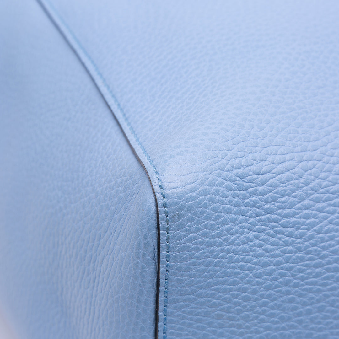 Medium Leather Swing Tote Blue - Gaby Paris