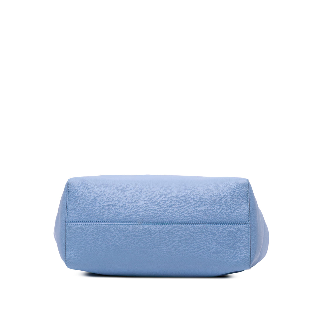 Medium Leather Swing Tote Blue - Gaby Paris
