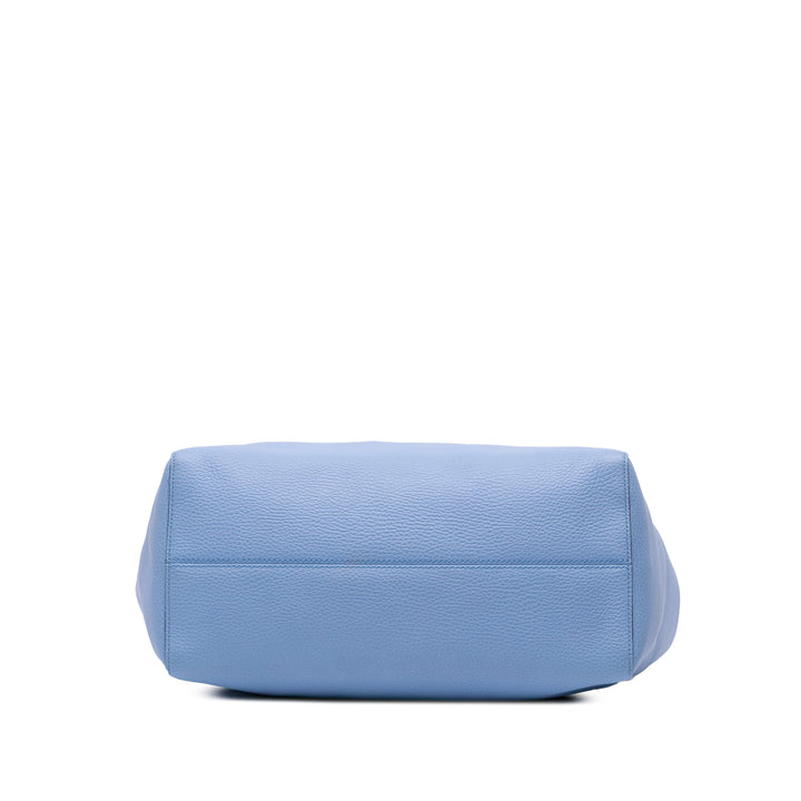 Medium Leather Swing Tote Blue - Gaby Paris
