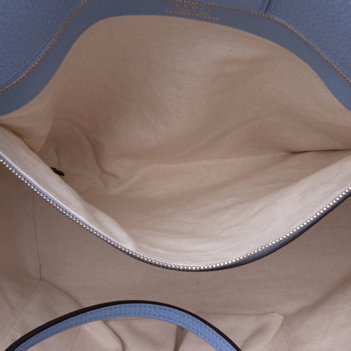 Medium Leather Swing Tote Blue - Gaby Paris