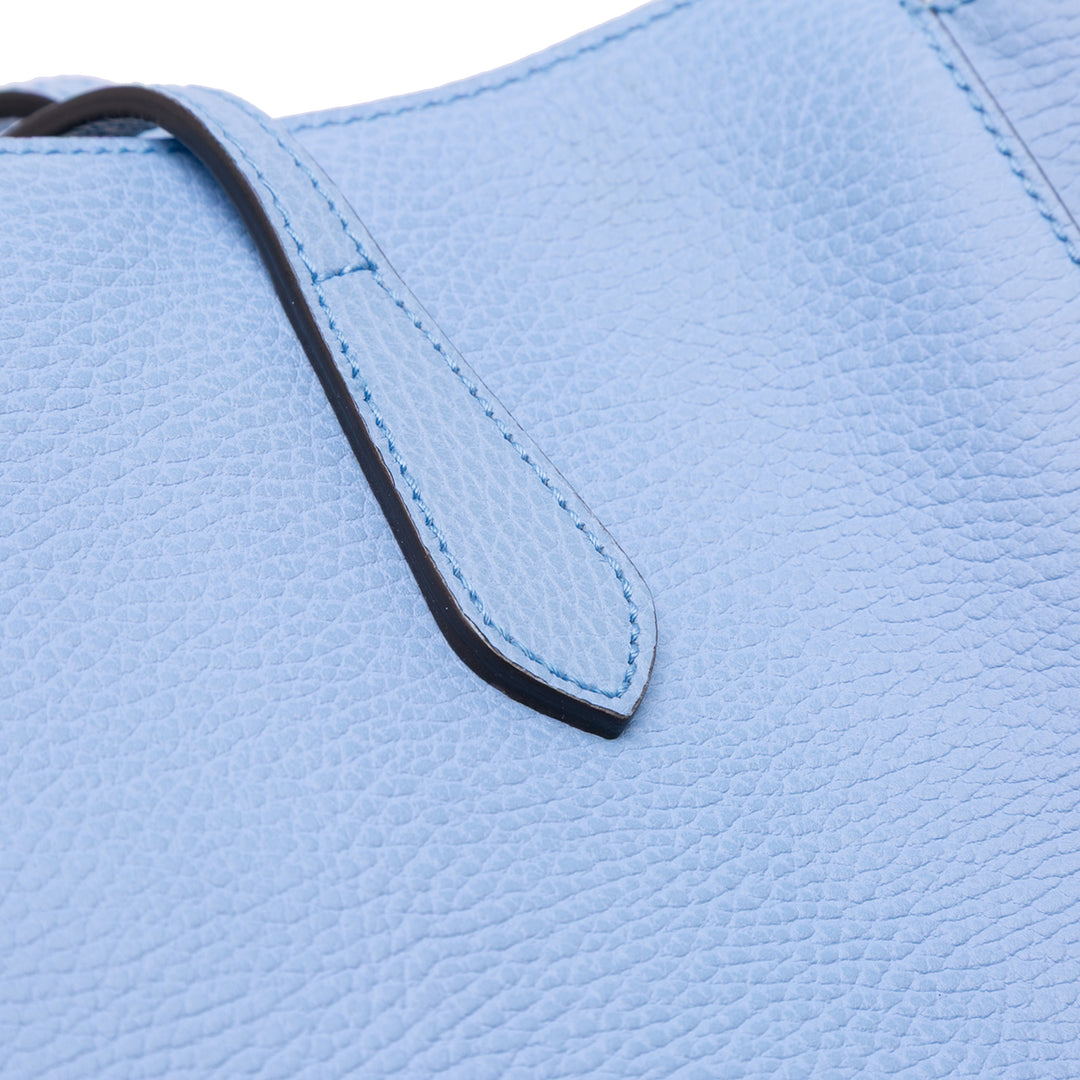 Medium Leather Swing Tote Blue - Gaby Paris
