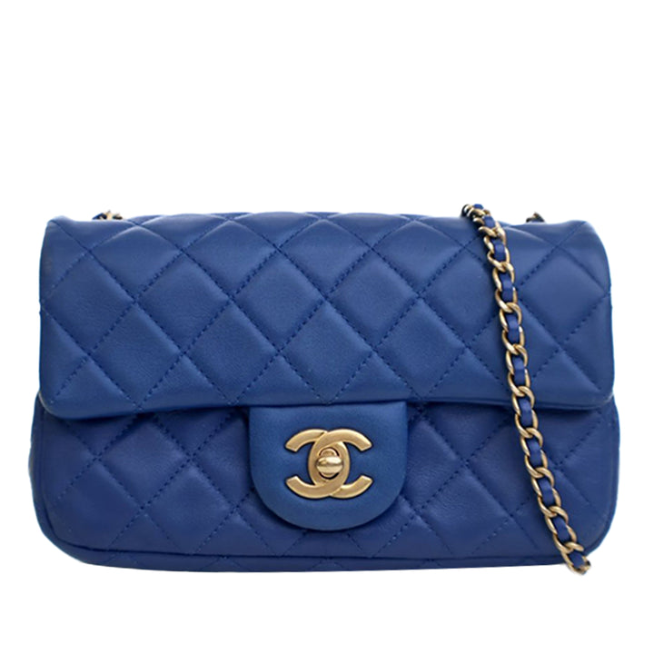 Chanel Mini Rectangular Classic Cuir d’agneau Perle Crush Simple rabat