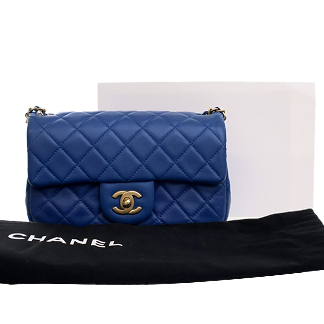 Chanel Mini Rectangular Classic Cuir d’agneau Perle Crush Simple rabat