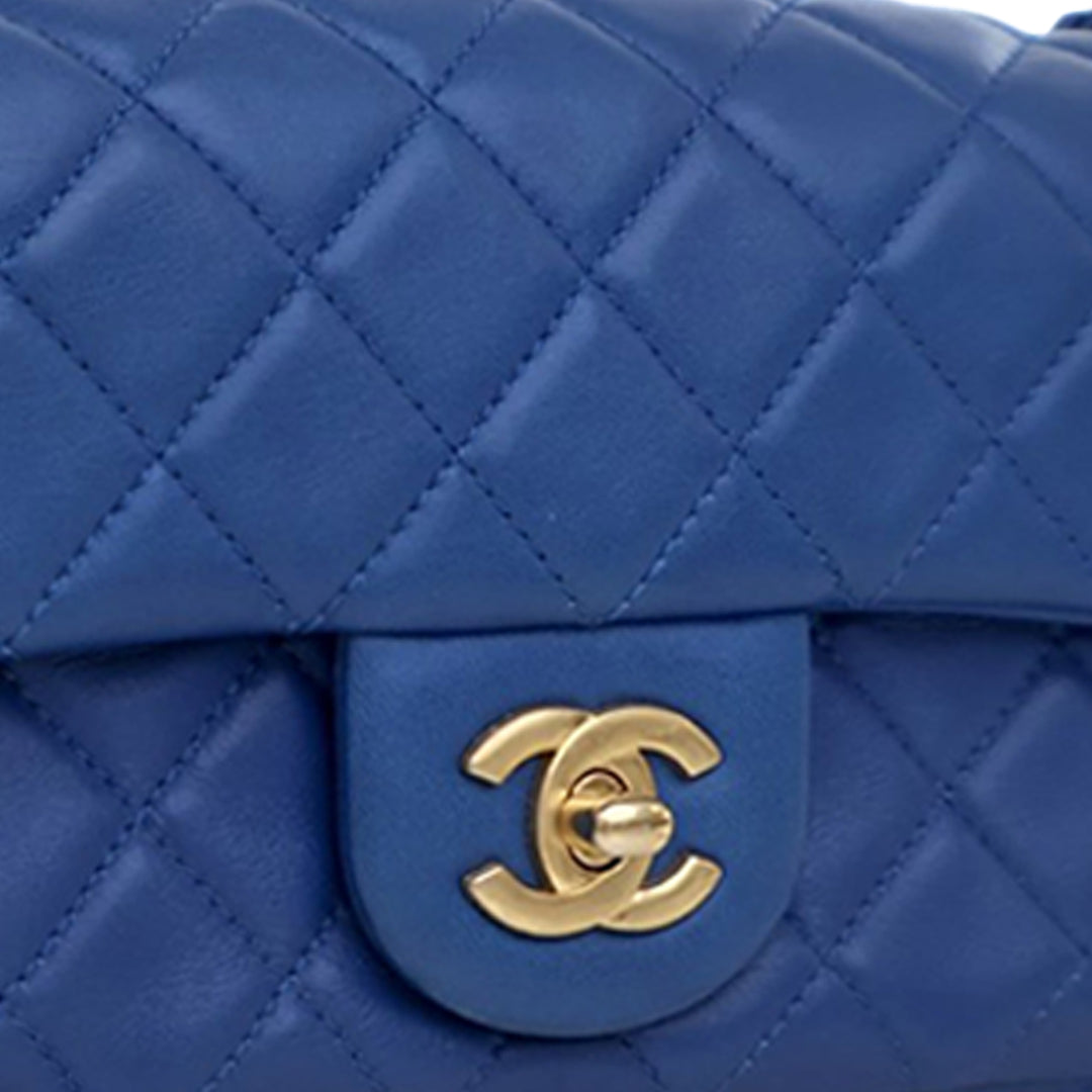 Chanel Mini Rectangular Classic Cuir d’agneau Perle Crush Simple rabat