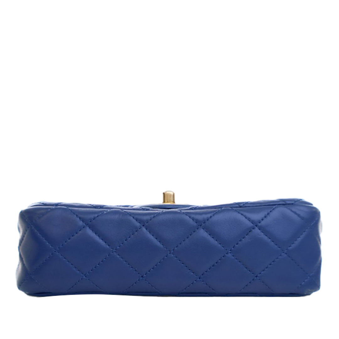 Chanel Mini Rectangular Classic Cuir d’agneau Perle Crush Simple rabat