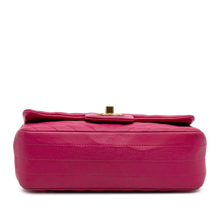 Chanel Mini Rectangular Classic Chevron Cuir d’agneau Simple rabat