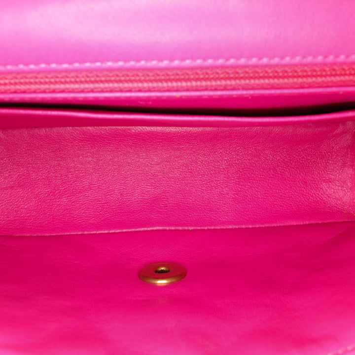 Chanel Mini Rectangular Classic Chevron Cuir d’agneau Simple rabat