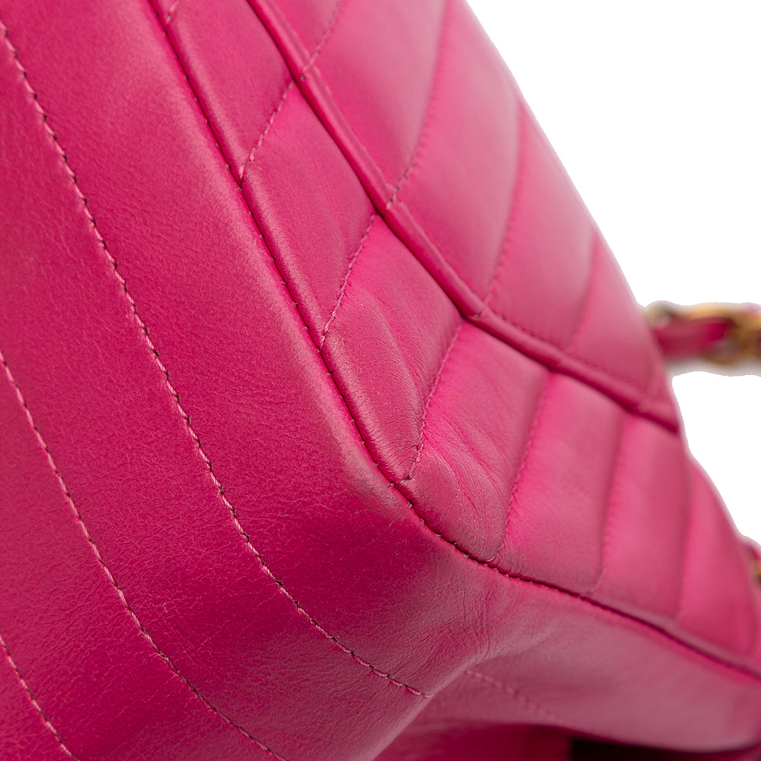 Chanel Mini Rectangular Classic Chevron Cuir d’agneau Simple rabat