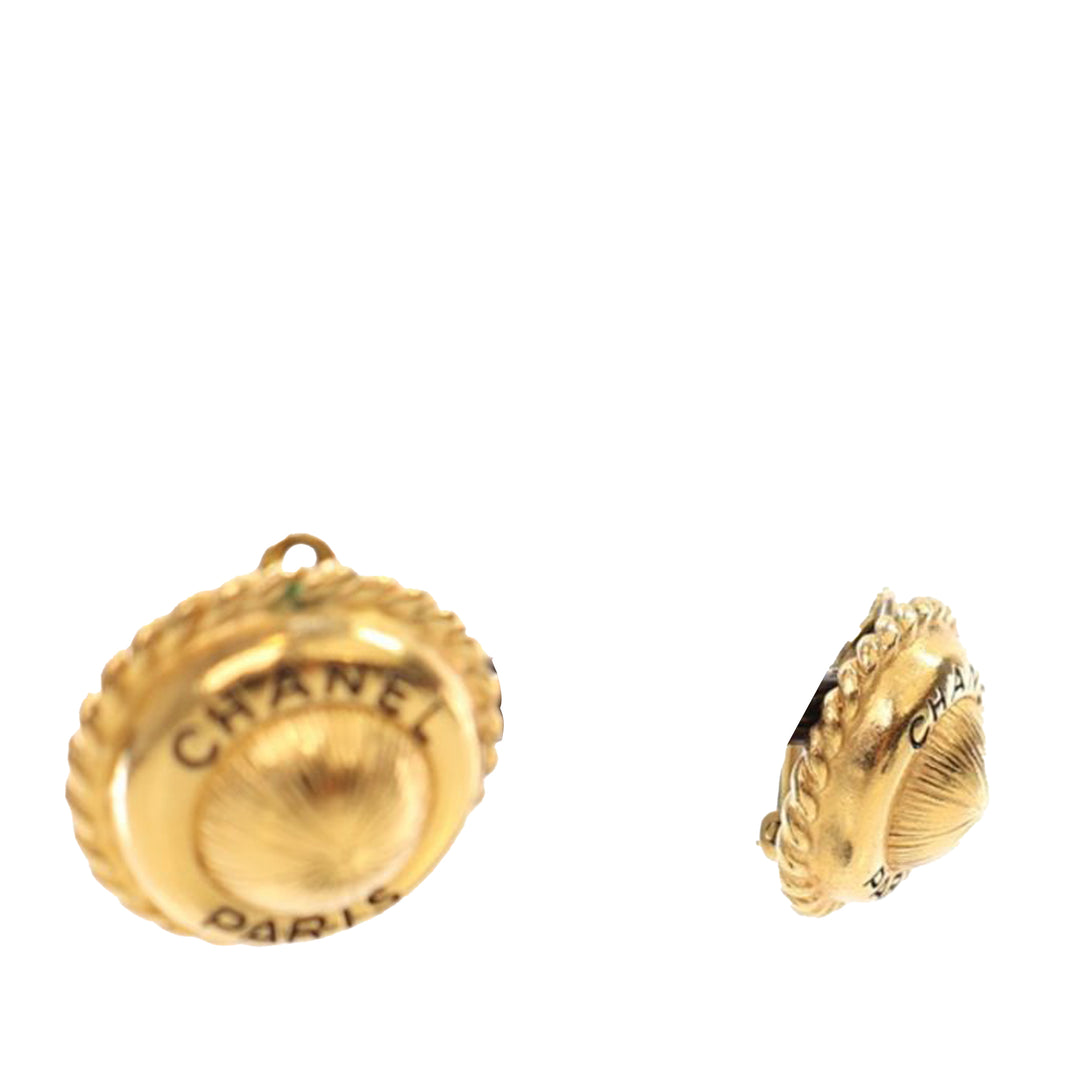 Gold Plated Logo Round Clip On Earrings Gold - Gaby Paris