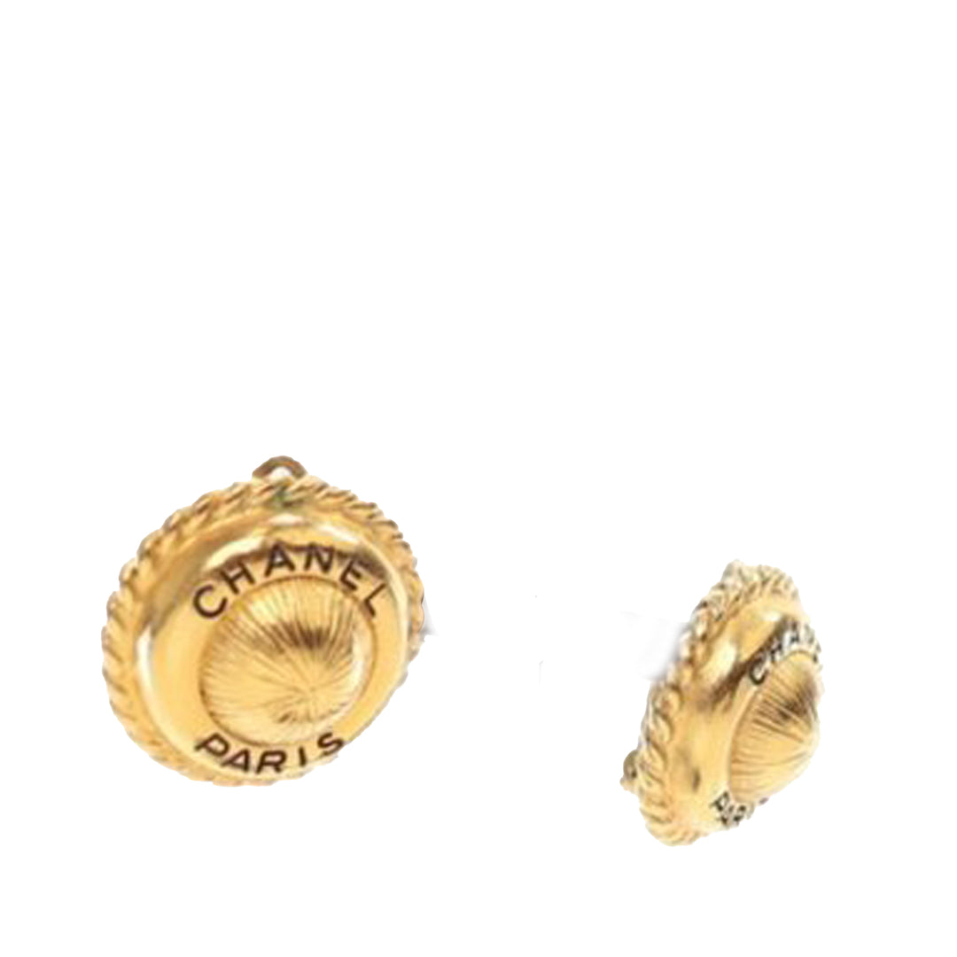 Gold Plated Logo Round Clip On Earrings Gold - Gaby Paris