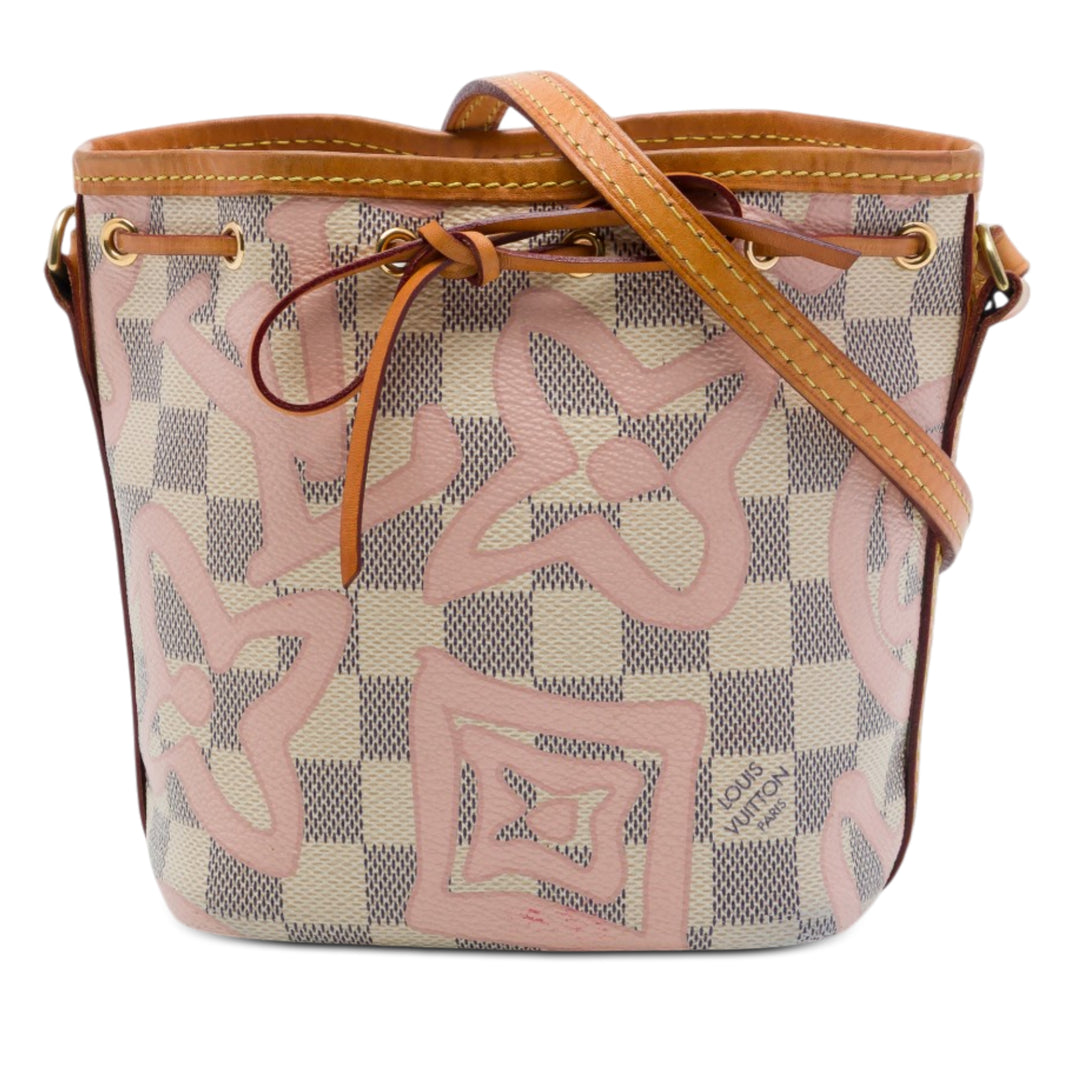 Louis Vuitton Sac seau Tahitienne Noe Damier Azur Nano Blanc – vue principale – GABY PARIS