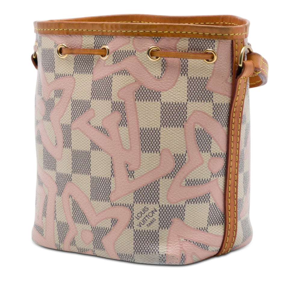 Louis Vuitton Sac seau Tahitienne Noe Damier Azur Nano Blanc – vue 2 – GABY PARIS