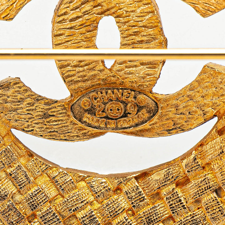 Gold Plated CC Round Woven Brooch Gold - Gaby Paris