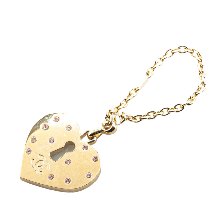 Gold Plated Rhinestone CC Heart Charm Gold - Gaby Paris