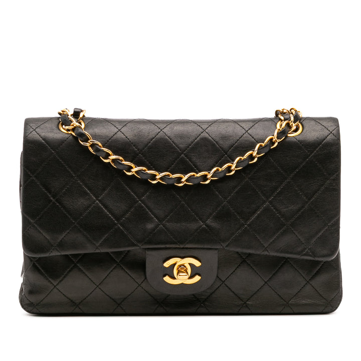 Medium Classic Lambskin Double Flap Black - Gaby Paris