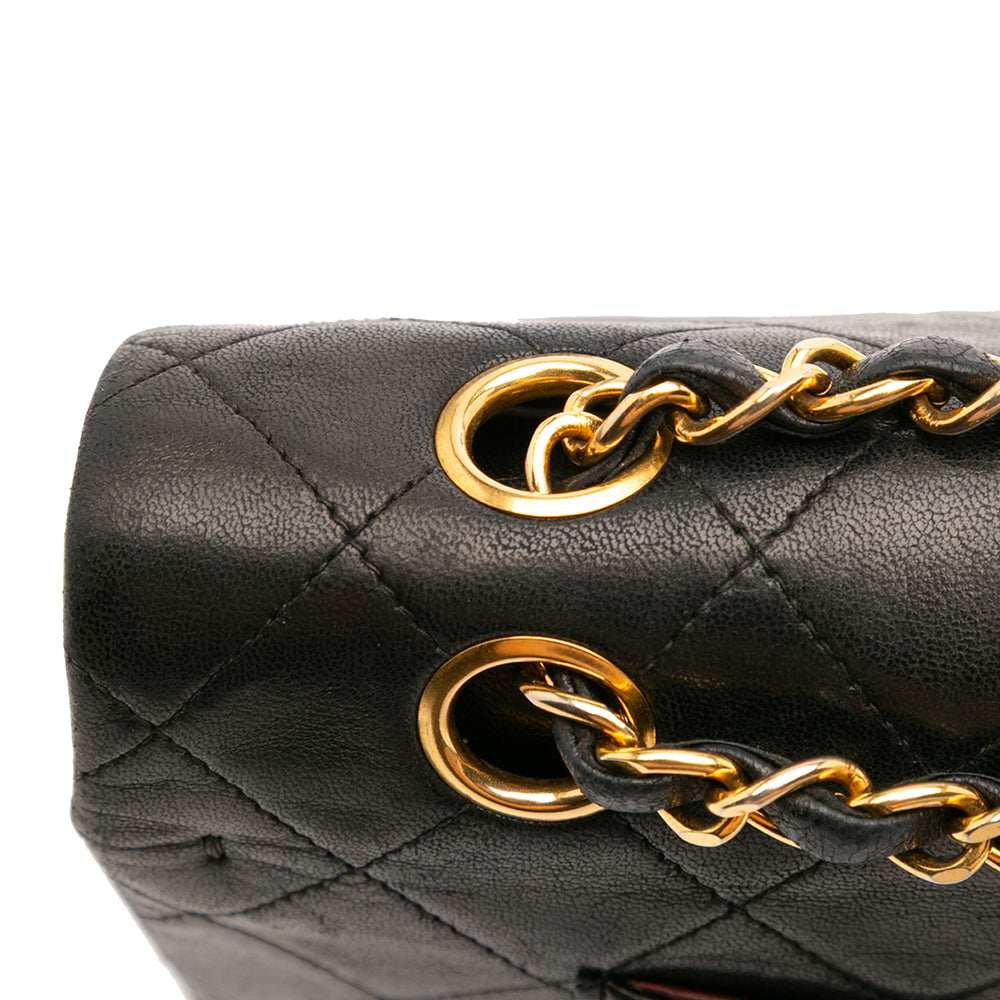 Medium Classic Lambskin Double Flap Black - Gaby Paris