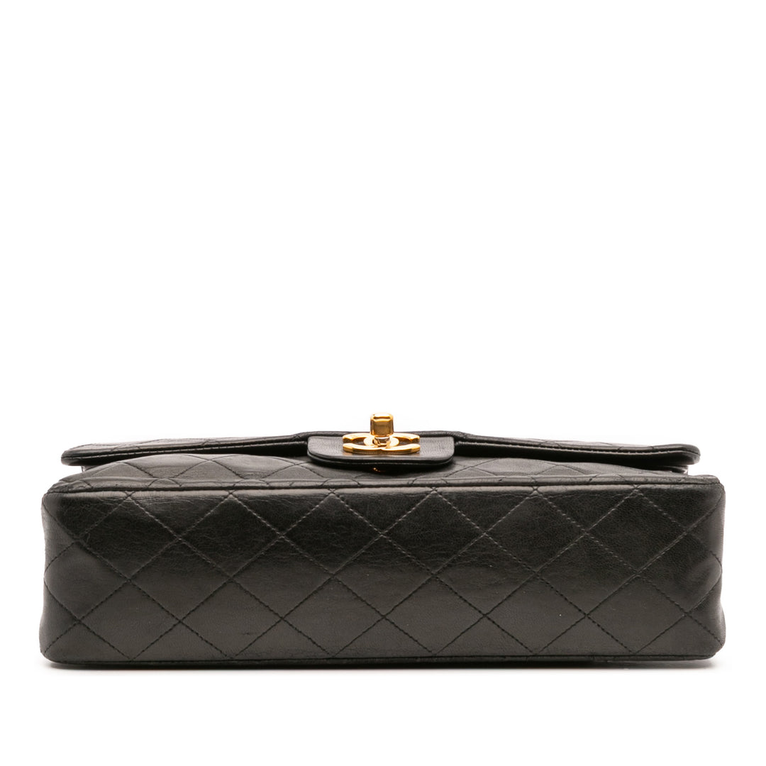 Medium Classic Lambskin Double Flap Black - Gaby Paris
