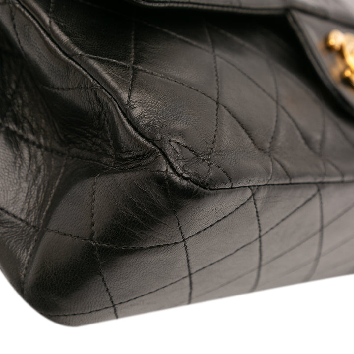 Medium Classic Lambskin Double Flap Black - Gaby Paris
