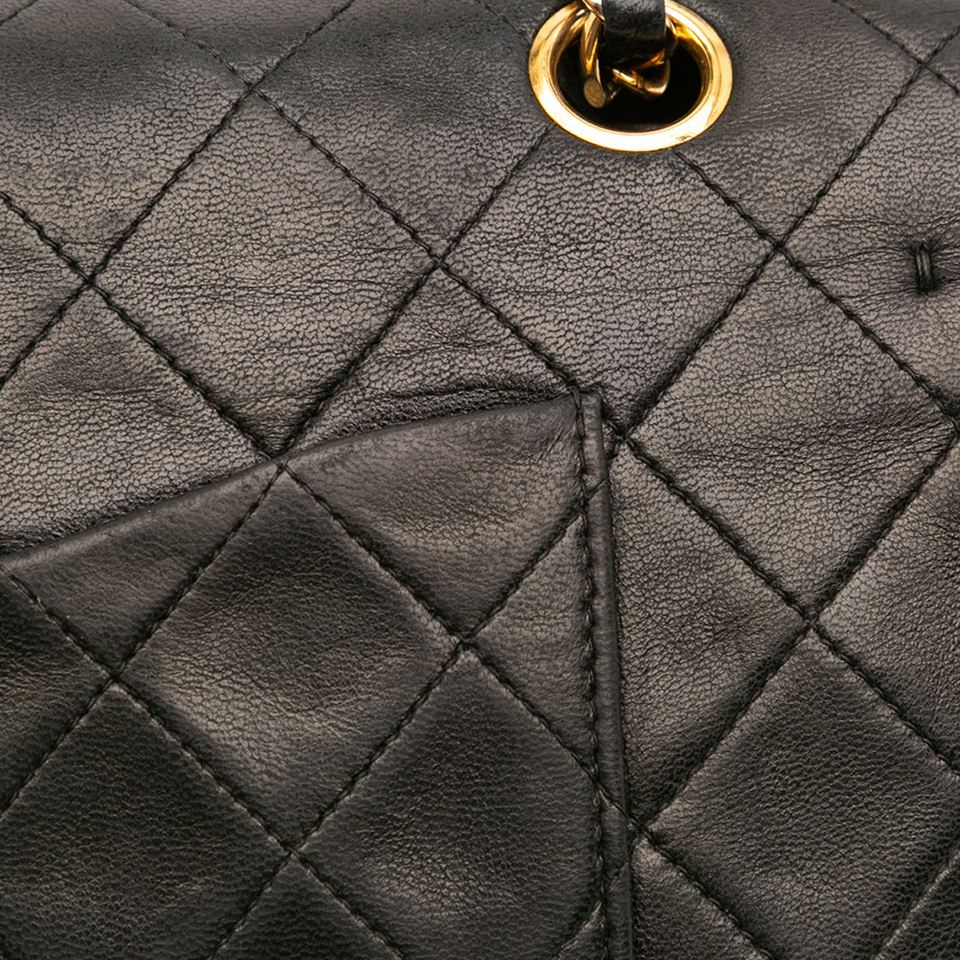 Medium Classic Lambskin Double Flap Black - Gaby Paris