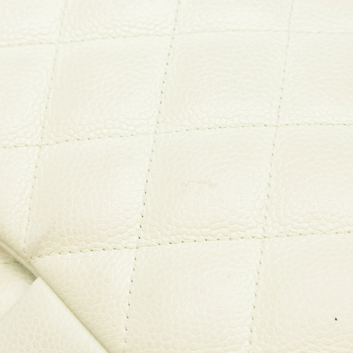 Jumbo Classic Caviar Double Flap White - Gaby Paris