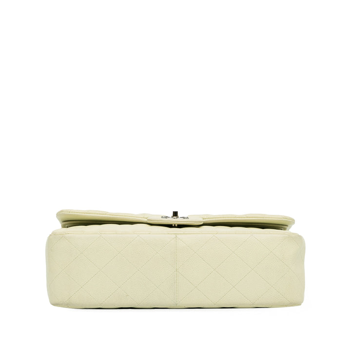 Jumbo Classic Caviar Double Flap White - Gaby Paris