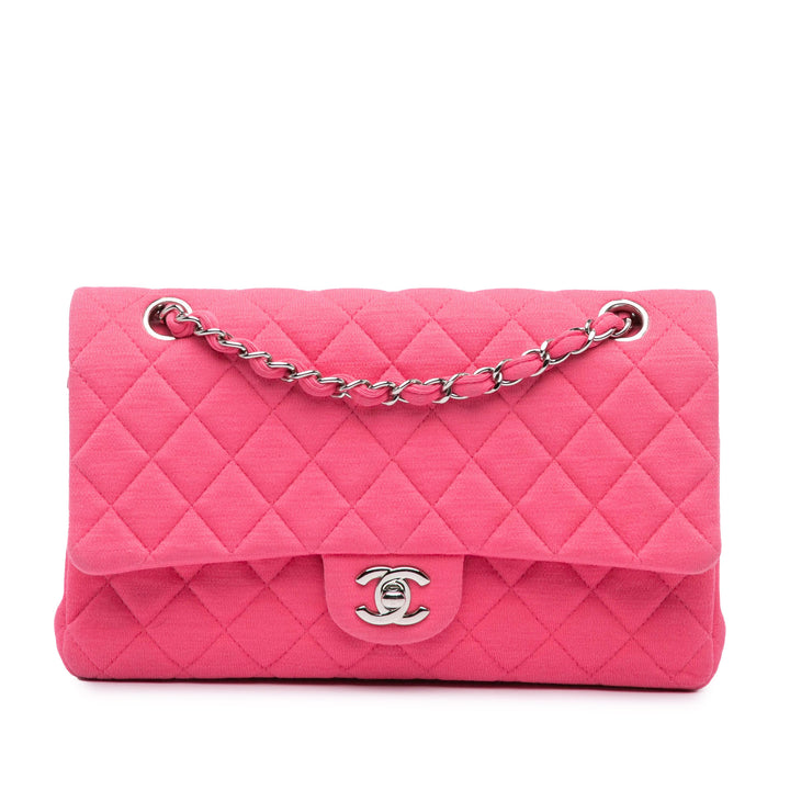 Medium Classic Jersey Double Flap Pink - Gaby Paris