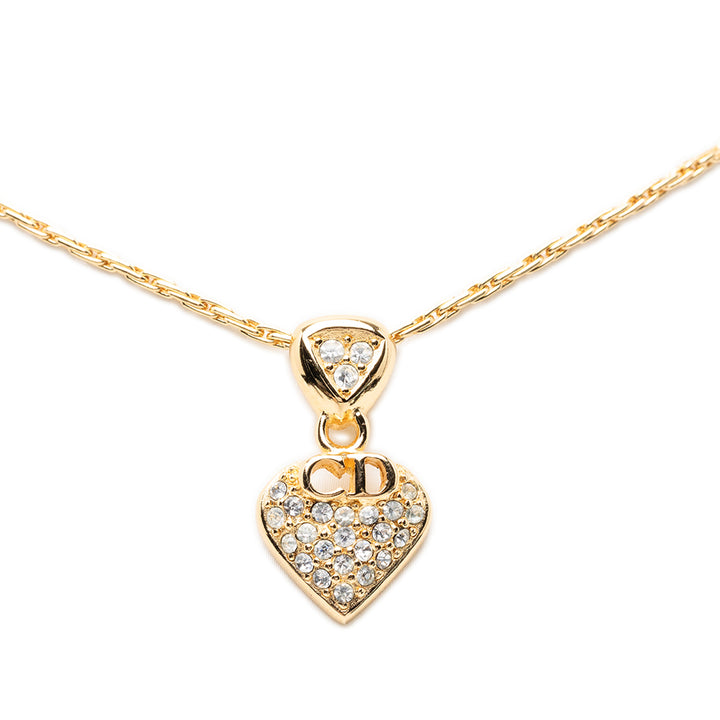 Dior plaqué CD Strass Logo Heart Pendant Collier