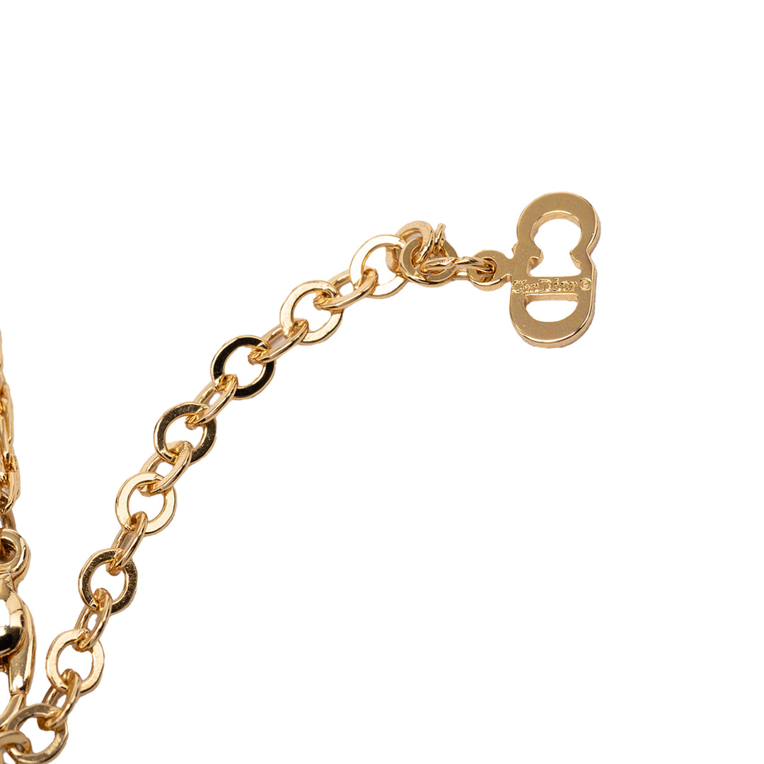 Dior plaqué CD Strass Logo Heart Pendant Collier