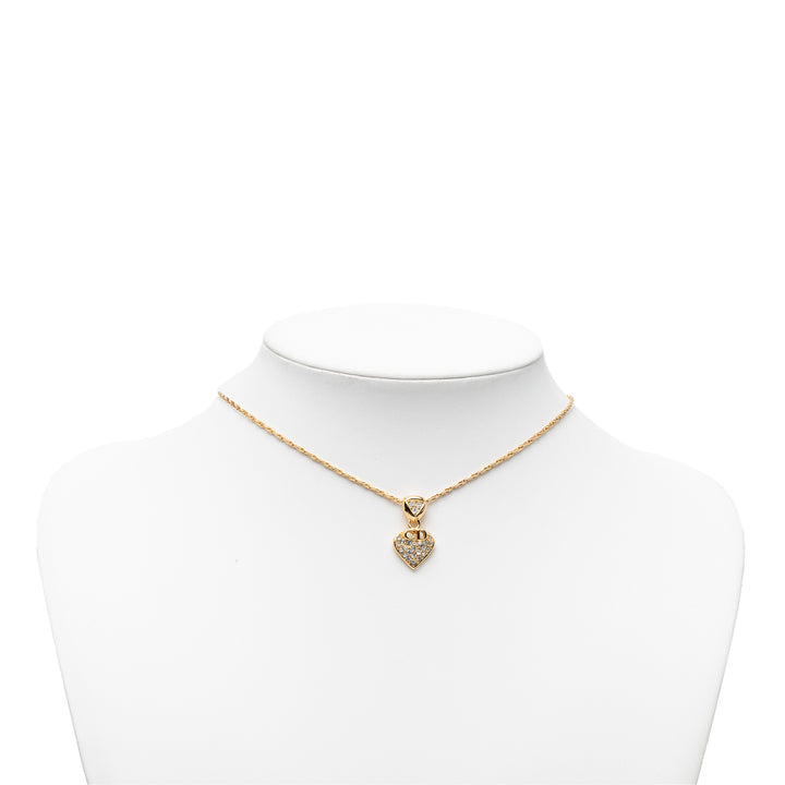 Dior plaqué CD Strass Logo Heart Pendant Collier