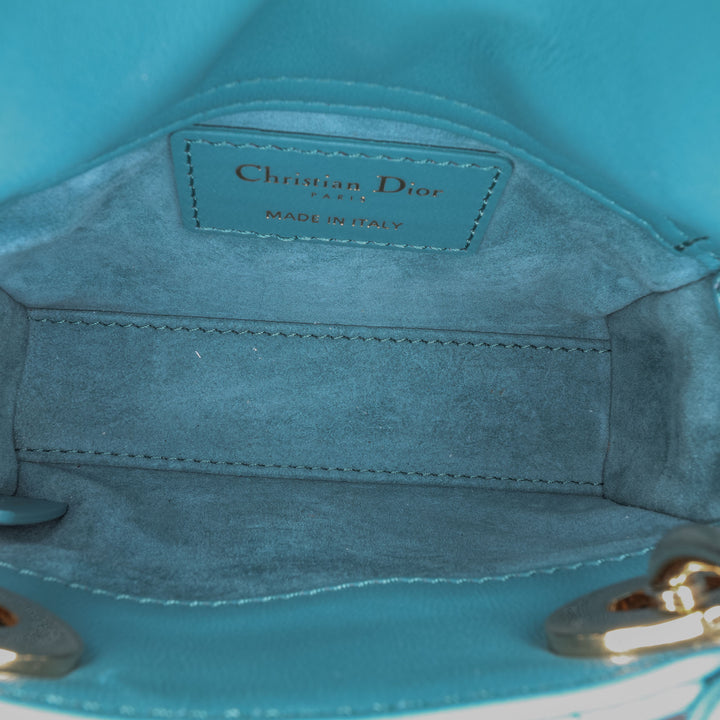 Micro Lambskin Cannage Lady Dior Blue - Gaby Paris
