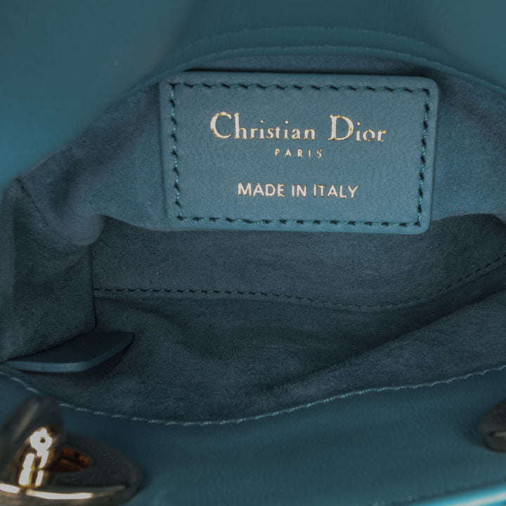 Micro Lambskin Cannage Lady Dior Blue - Gaby Paris
