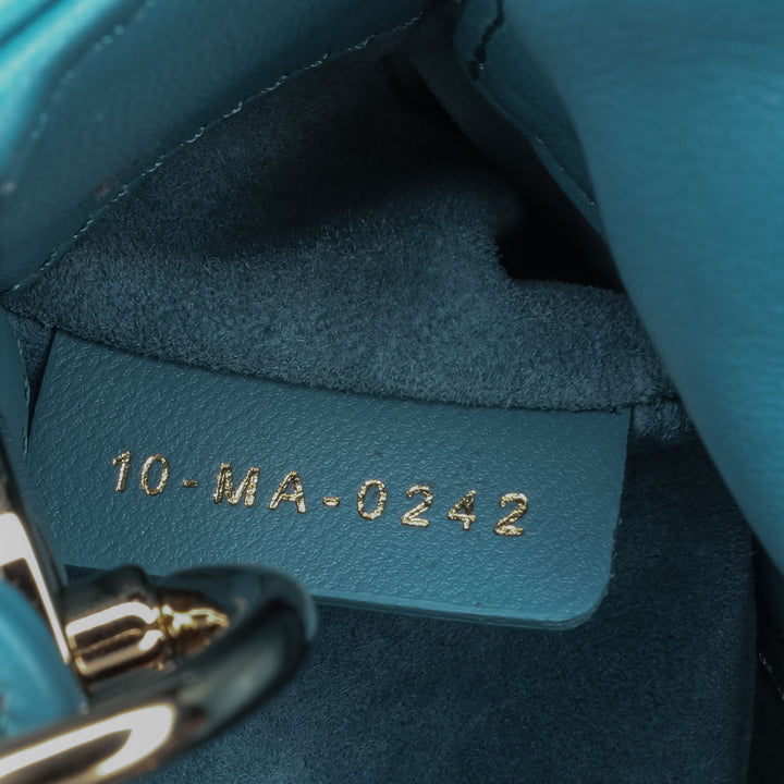 Micro Lambskin Cannage Lady Dior Blue - Gaby Paris