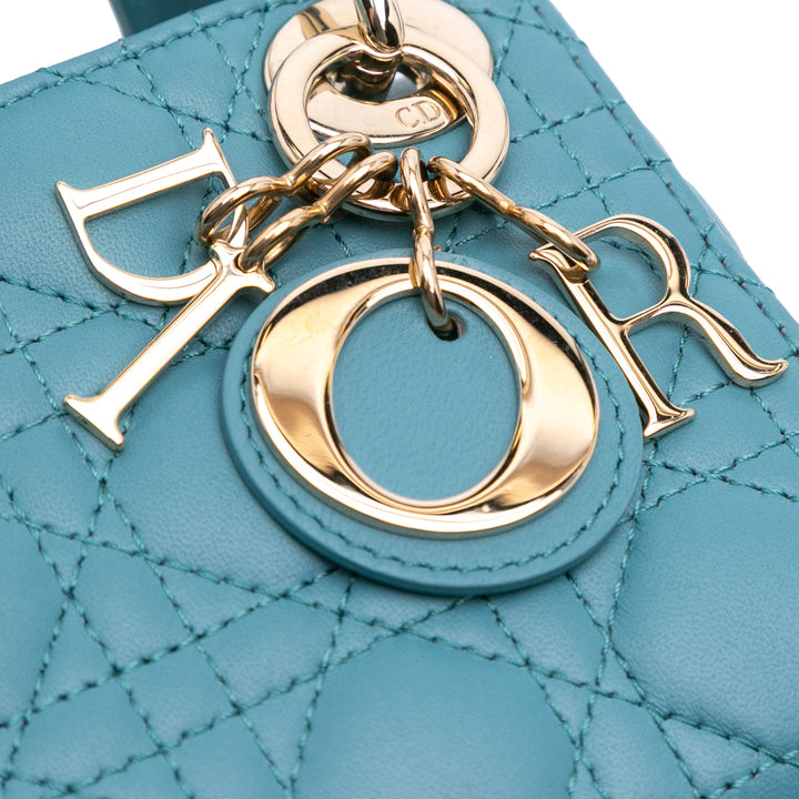 Micro Lambskin Cannage Lady Dior Blue - Gaby Paris