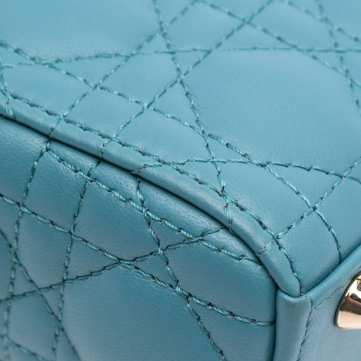 Micro Lambskin Cannage Lady Dior Blue - Gaby Paris
