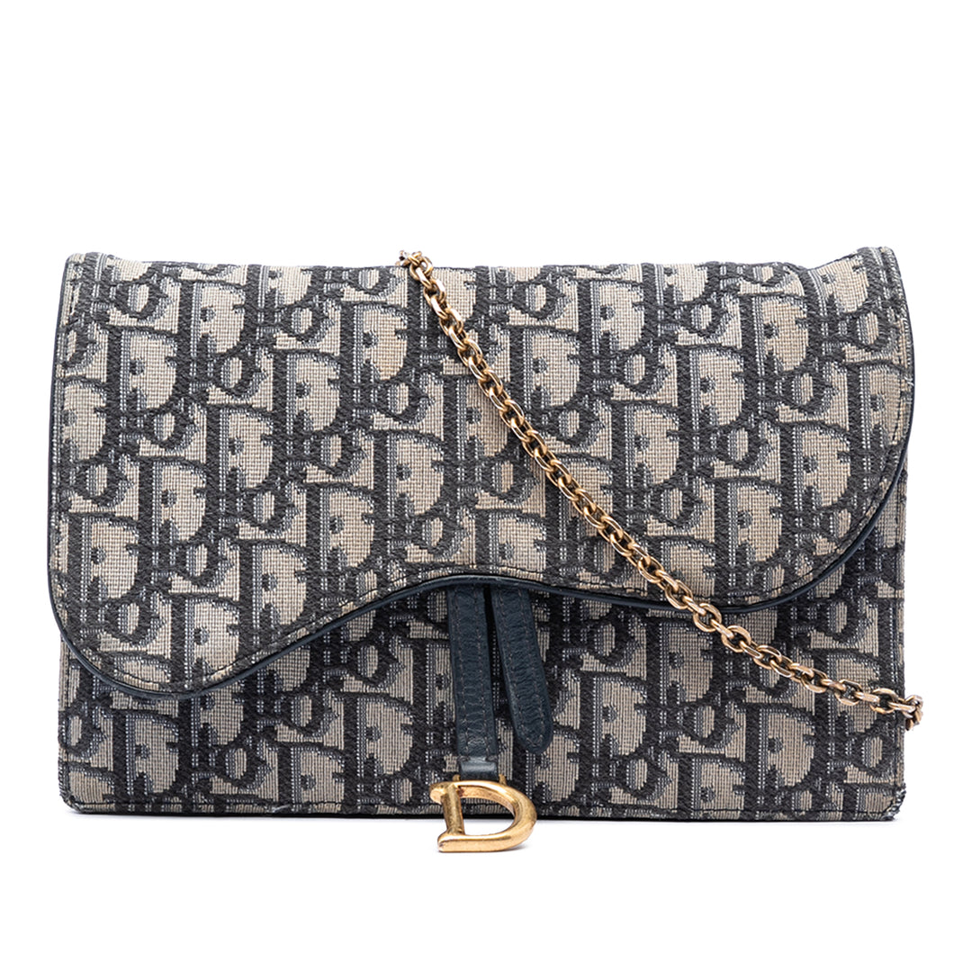 Saddle Pochette Wallet on Chain Oblique Bleu