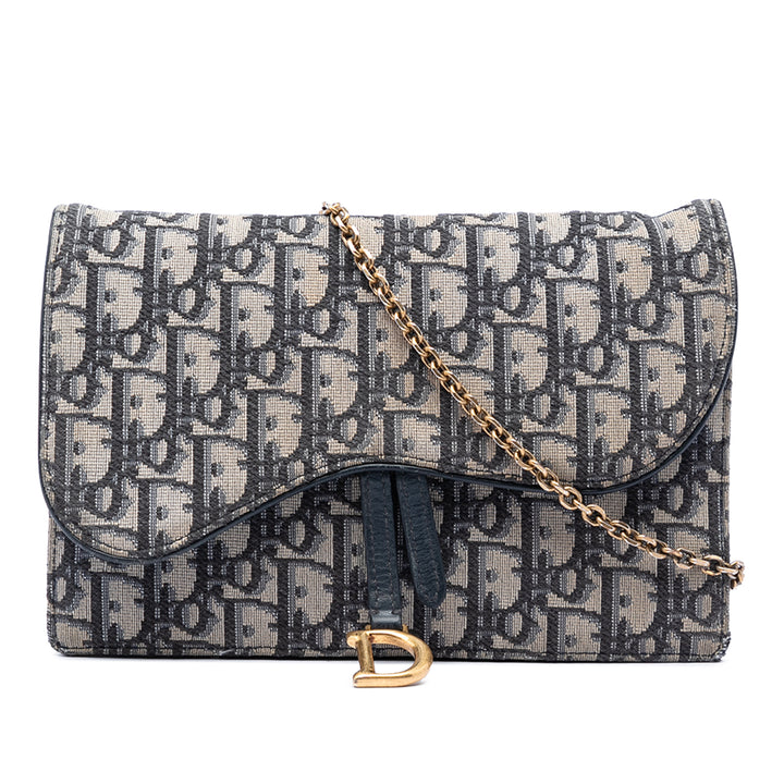 Saddle Pochette Wallet on Chain Oblique Bleu