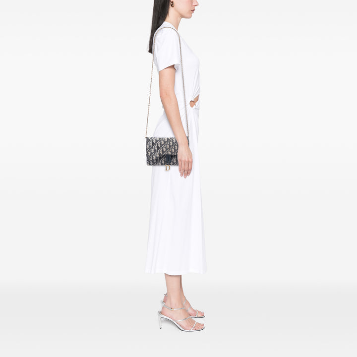Saddle Pochette Wallet on Chain Oblique Bleu
